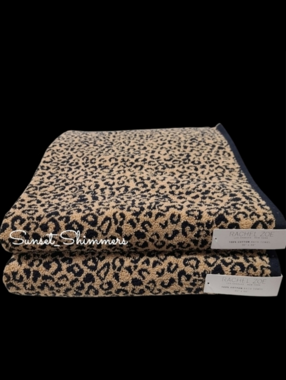 2pc Rachel Zoe Leopard Cheetah Animal Print Bath Towel Set NEW